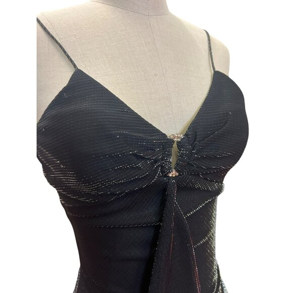 Vintage De Laru Black Evening Gown By Sheila Yen Size Long Full Prom Homecoming - Picture 2 of 11